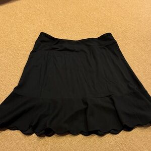 Talbots PETITE Cotton Black Flared Elastic Waist Skirt
